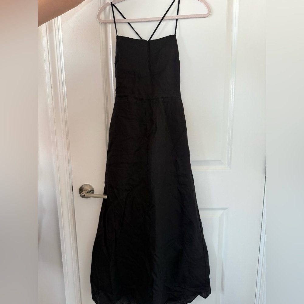 Zara Black Backless Spaghetti Strap Maxi Dress